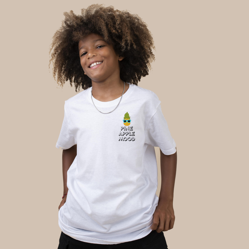 Kaos Anak, Tshirt Anak, Baju Atasan anak laki laki Perempuan Unisex Catton Bamboo 30s  – Putih Pinna