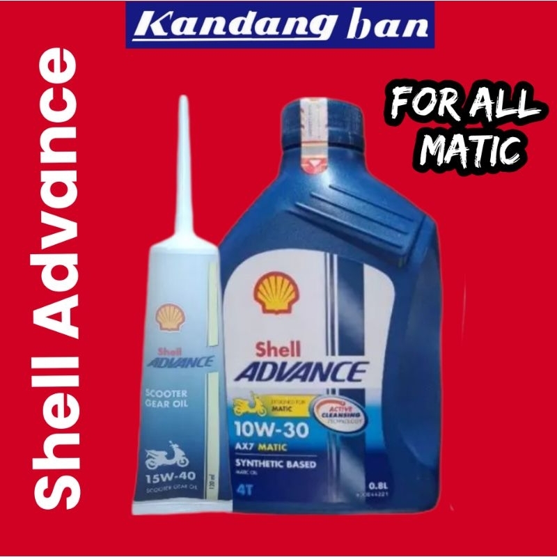 PAKET OLI SHELL ADVANCE MATIC AX7 10-30 0.8L + OLI GEAR SHELL, 100% ORIGINAL