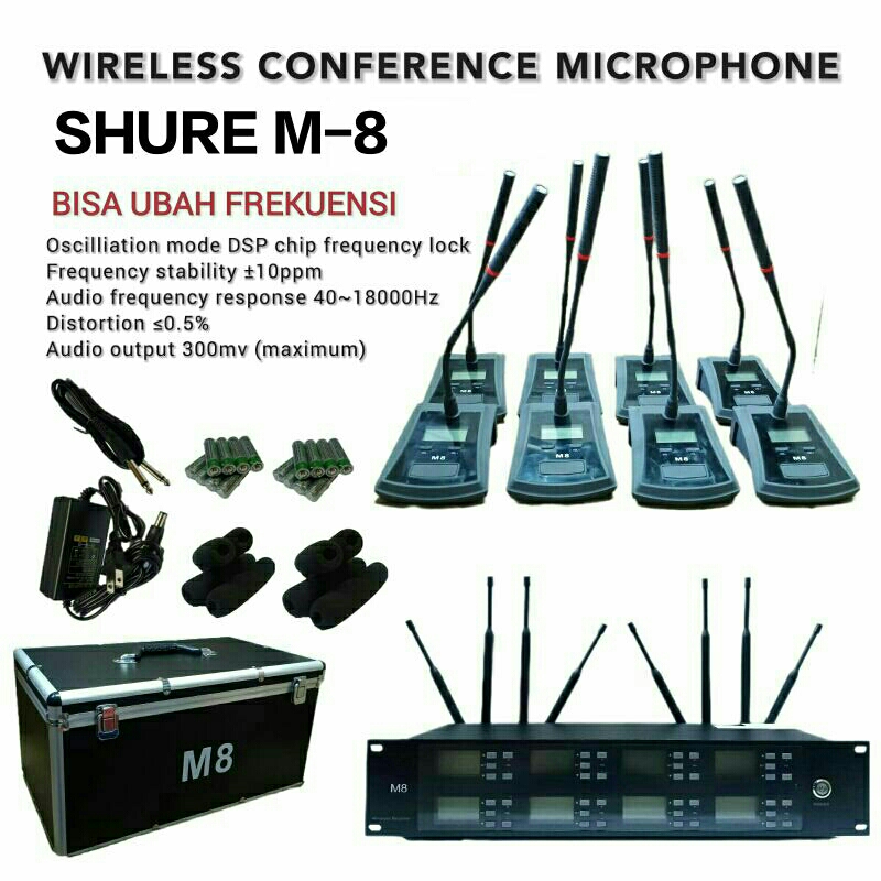 Mic Meja/Podium Wireless Conference Shure M-8 High Quality -- 8buah mic meja/podium