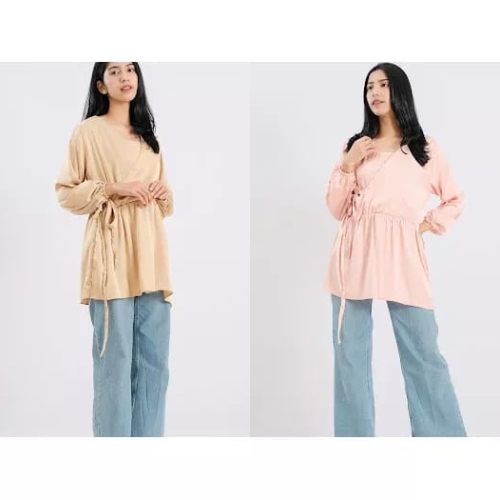 Atasan Wanita - Kemeja Blouse Wanita - Kemeja wanita Kerut Depan