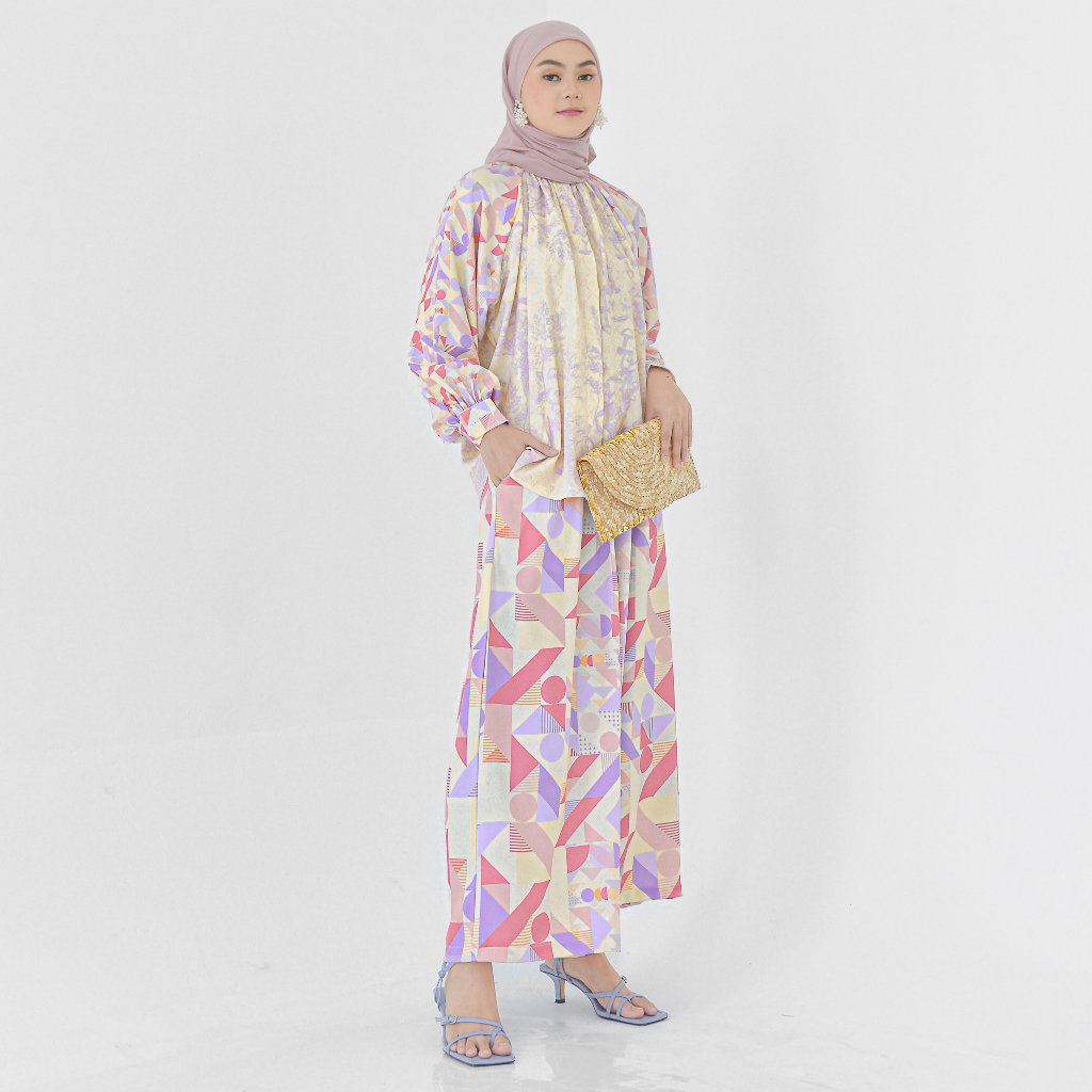 NUNA Ashana Set | setelan one set wanita crepe motif print busui