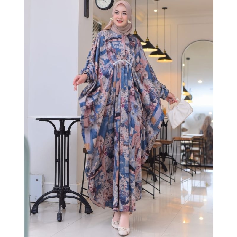 Gamis Kaftan SULTAN Bahan Armani Motif JUMBO Terbaru Kekinian Mewah Elegant Gamis Kalong Murah Lebar