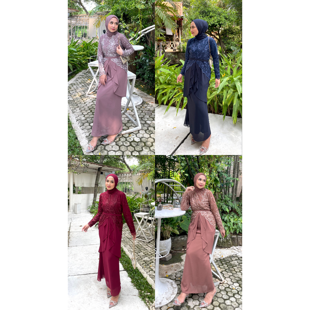 Kasya Long Dress Brukat Baju Kondangan Gamis Pesta Seragam Bridesmide Kebaya Lamaran Wisuda