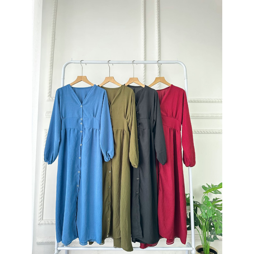 JORINA DRESS MIDI GAMIS DRES WANITA MUSLIMAH AIRFLOW CRINCKLE CRINCLE TERMURAH BTCSOLO