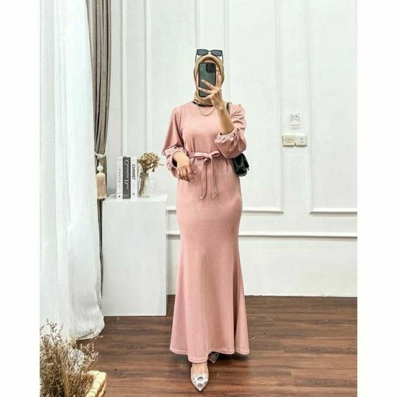 DEBORA GAMIS MERMAID TALI MAXI DRESS PANJANG ATASAN WANITA CRINCLE AIRFLOW PREMIUM (KJI)