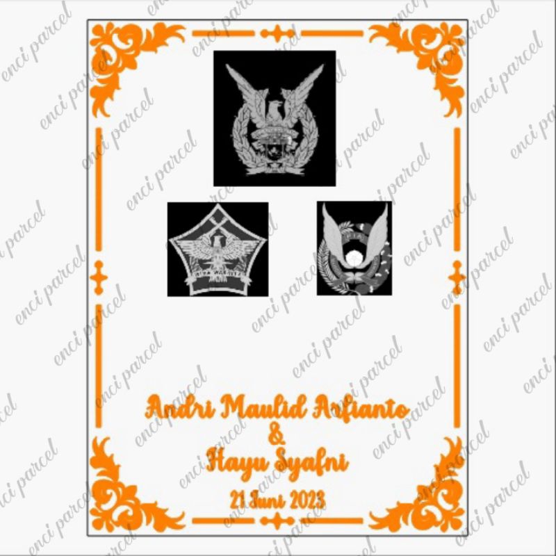 kode 113 dekorasi hiasan mahar 1set accessoris akrilik gold silver triplek MDF logo jabatan instansi