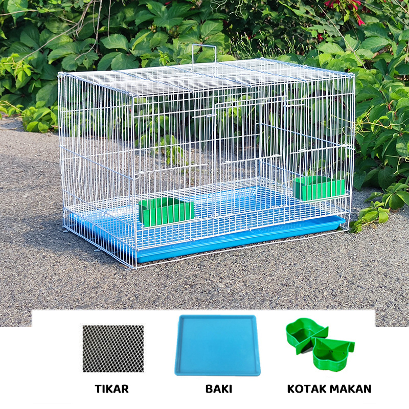 KANDANG KUCING KELINCI BURUNG BESI LIPAT MURAH Free 2 Tempat makan KANDANG Hewan SIZE L 60X40X40 CM