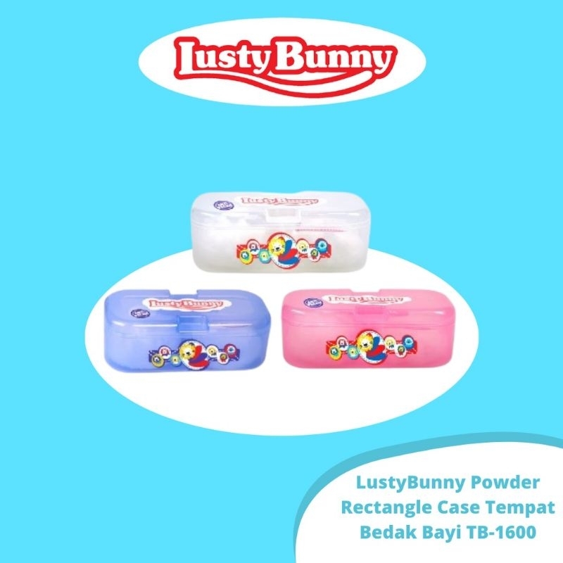 Lusty Bunny All In ONE Powder Case Anti Pecah Singel TB1612 - Double Case TB1600 TB1526 - Lustybunny Tempat Bedak Bayi - Lusty Buny Wadah Bedak Powder Bayi Dua Sekat Dua Sisi TB-1600 TB-1612