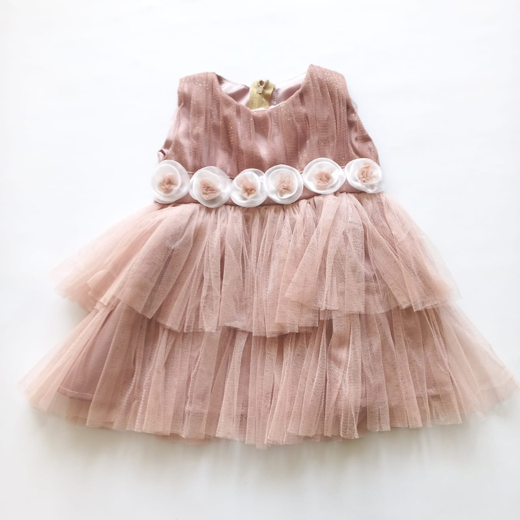 Dress Bayi Perempuan 0 6 Bulan Style Korea Import Baju Warna Coklat Susu Coksu Gaun Tutu Anak Cewe Terlaris 2023 Dress Warna Mocca Millo Coksu Bahan Tile Satin