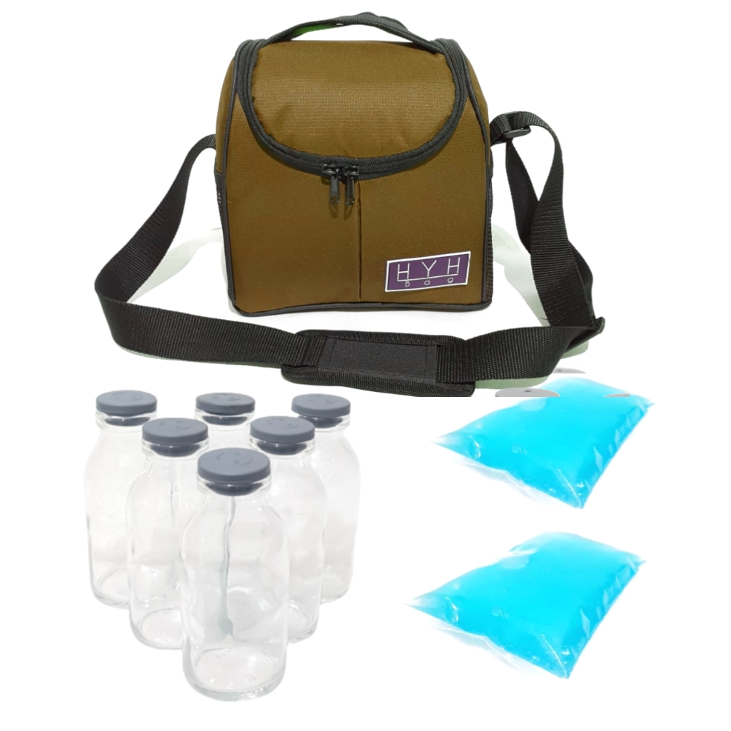 (TAS+6 BOTOL ASI+1 BLUE GEL )  HYH COOLER BAG / TAS ASI HYH / TAS PENDINGIN ASI