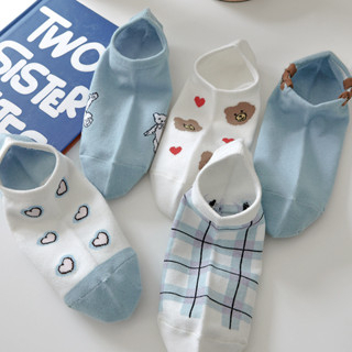 GO!KK1249 Kaos Kaki Motif Beruang Bear Biru Blue Fashion Pendek Ankle Semata Kaki Socks Korean Model Cute