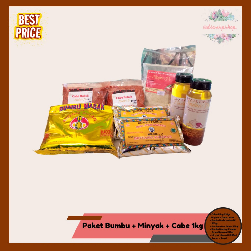 

Paket Bumbu Penyedap + Minyak Bawang + Cabe Giling 1kg