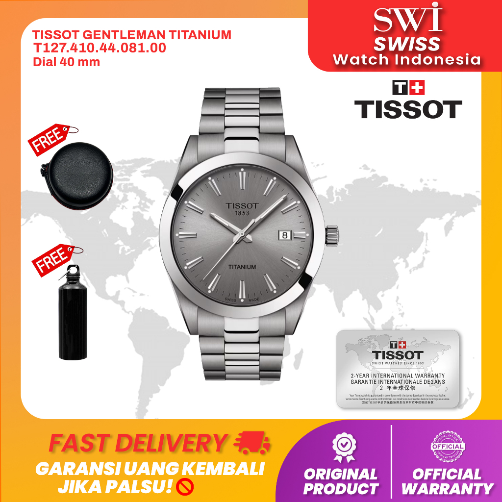 Jam Tangan Pria Tissot Gentleman Titanium T127.410.44.081.00 Silver