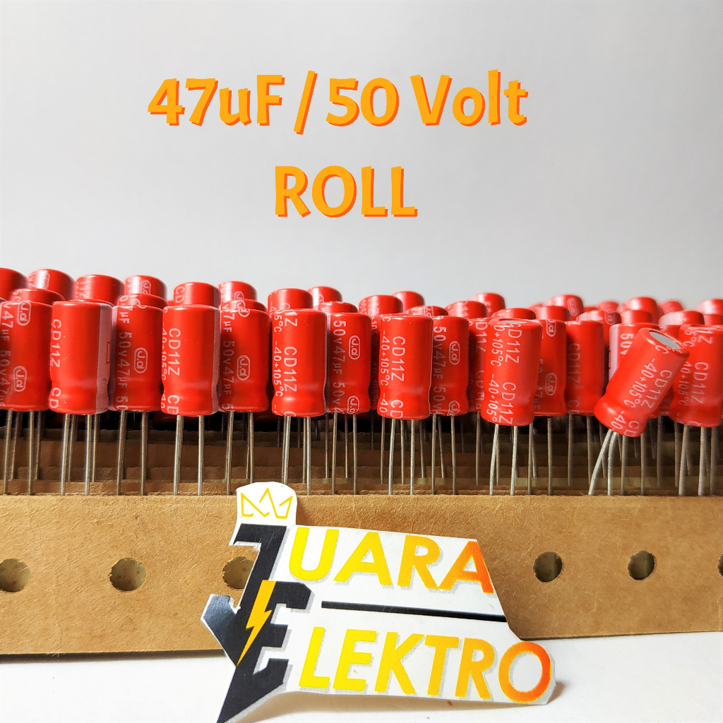 KAPASITOR ELCO 47uF / 50V ROLL (1 Pcs) | Capasitor Elko 47 uF/50 Volt