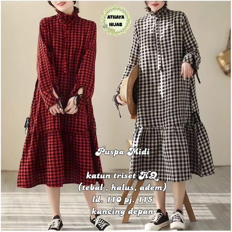 Puspa Midi Dress Cotton Triset LD 110 By Athaya Hijab