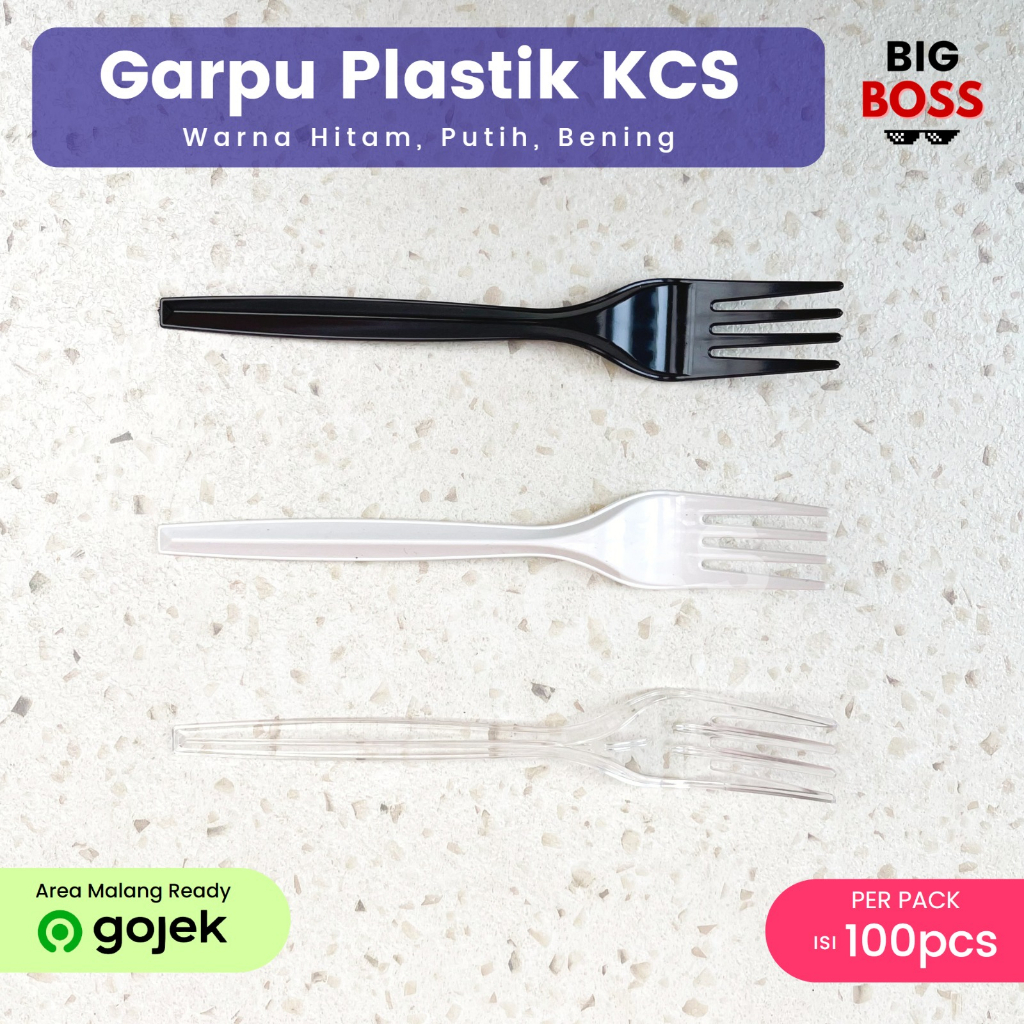 Sendok Garpu Makan KCS Hitam Bening Putih / Sendok Plastik Food Grade / Sendok Catering Tebal