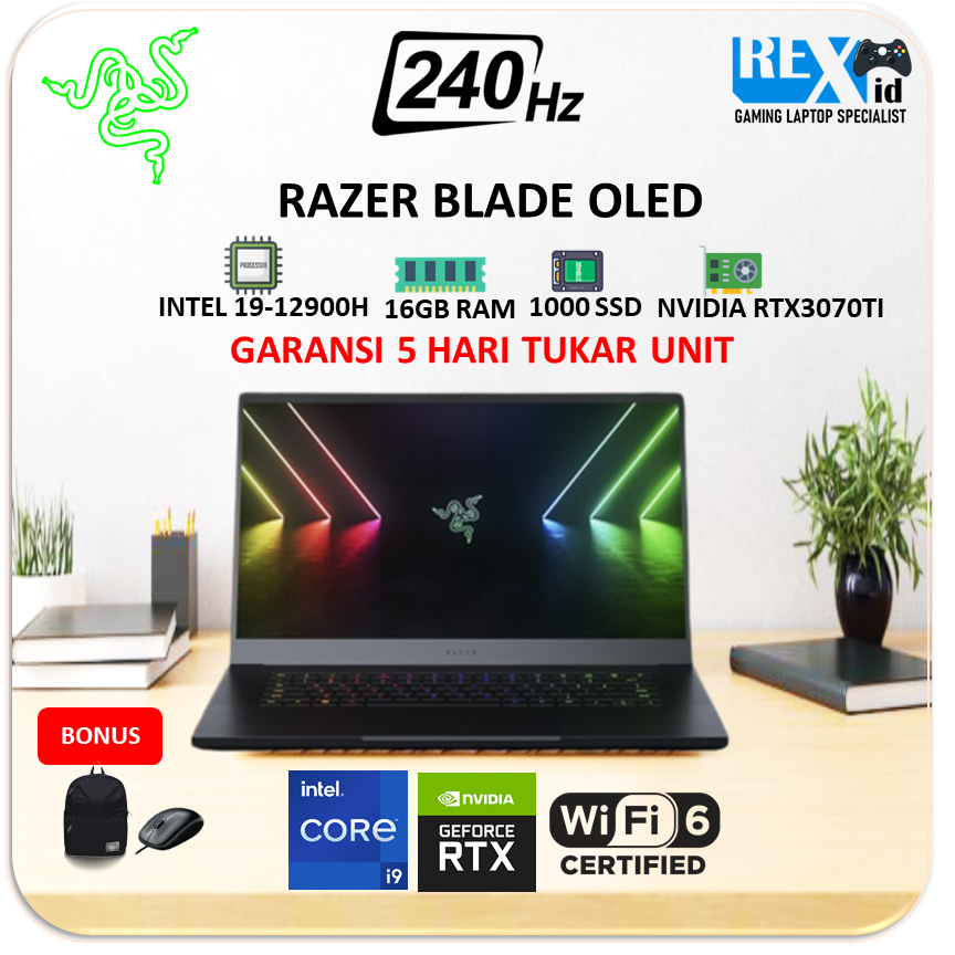 Razer BLADE 15 OLED RTX3070TI 8GB / i9 12900H 16gbDDR5 1TBssd 240hz