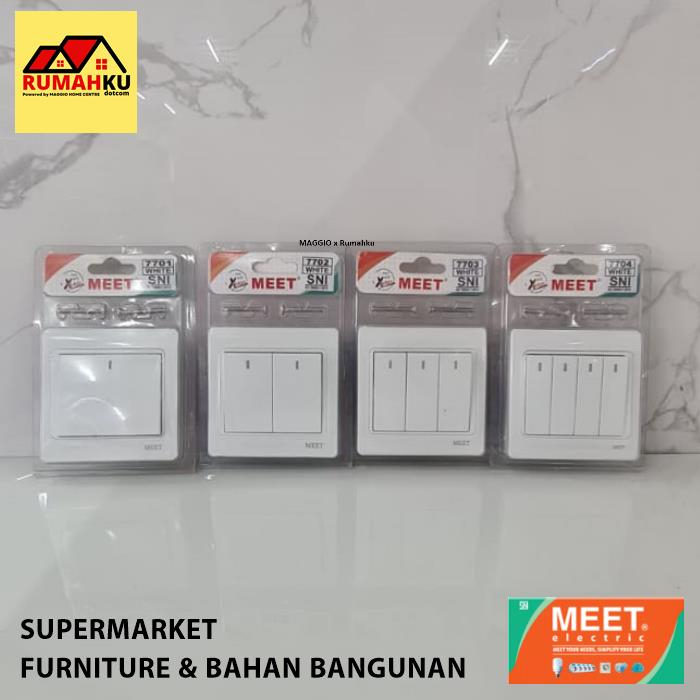 SAKLAR LAMPU MEET - SAKELAR ENGKEL - COLOKAN KABEL - MEET 77 WHITE SERIES