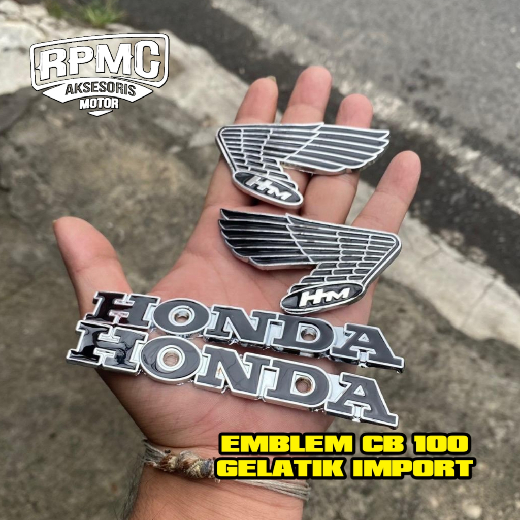 EMBLEM TANGKI CB GLATIK LOGO TENGKI HONDA CB 100 S90 ALMUNIUM LAMBANG TANKI HONDA CLASIC MODIFIKASI 