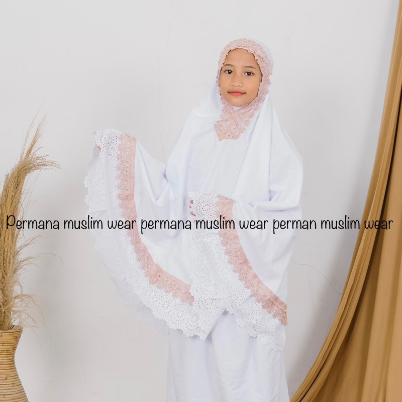 Mukena Anak Lasercut rempel premium katun 5-9 tahun