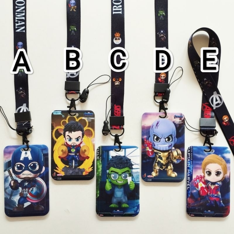 

Marvel Avengers Superhero ID Card Holder Lanyard 1 Name Tag Gantungan Kalung Wadah Kartu Nama
