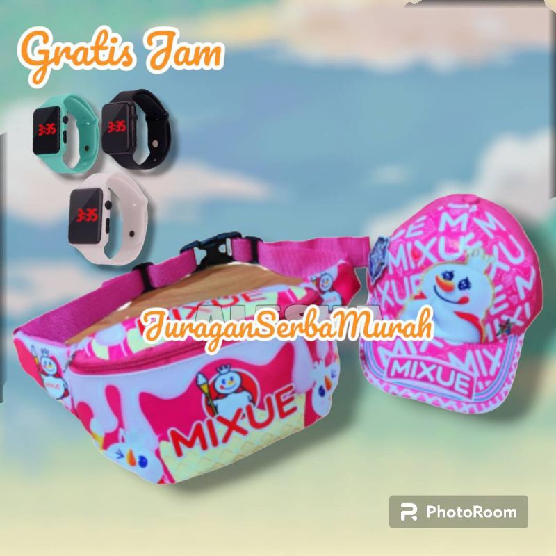 Waistbag Tas Selempang Anak Perempuan Mixue Lucu Murah Gratis Jam