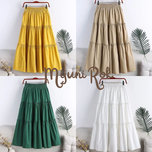 ROK MIZUNI SKIRT HS TOYOBO P.ROK 95 CM L.PINGGANG 60 - 96 CM FULL KARET ROK POLOS PANJANG / ROK WANITA KOREAN STYLE / BAHAWAN KEKINIAN / FASHION MUSLIM WANITA / SKIRT WANITA KOREAN STYLE MUSLIM