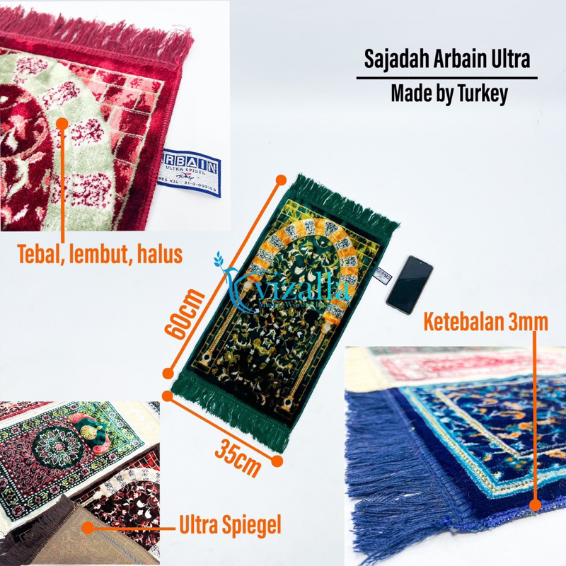 Sajadah Arbain Ultra Kecil/ 60*35 Sajadah Kepala / Grosir Sajadah