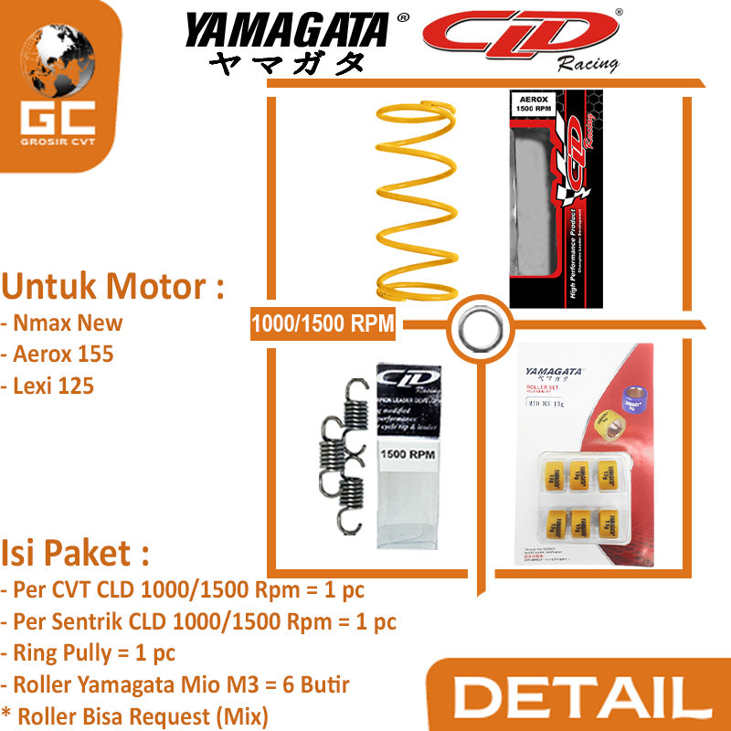 Paket Per CVT + Sentrik + Roller Yamaha Mio Nmax Aerox Soul GT Fazzio Lexi X Ride Fino Freego CLD YAMAGATA 1000/1500 RPM