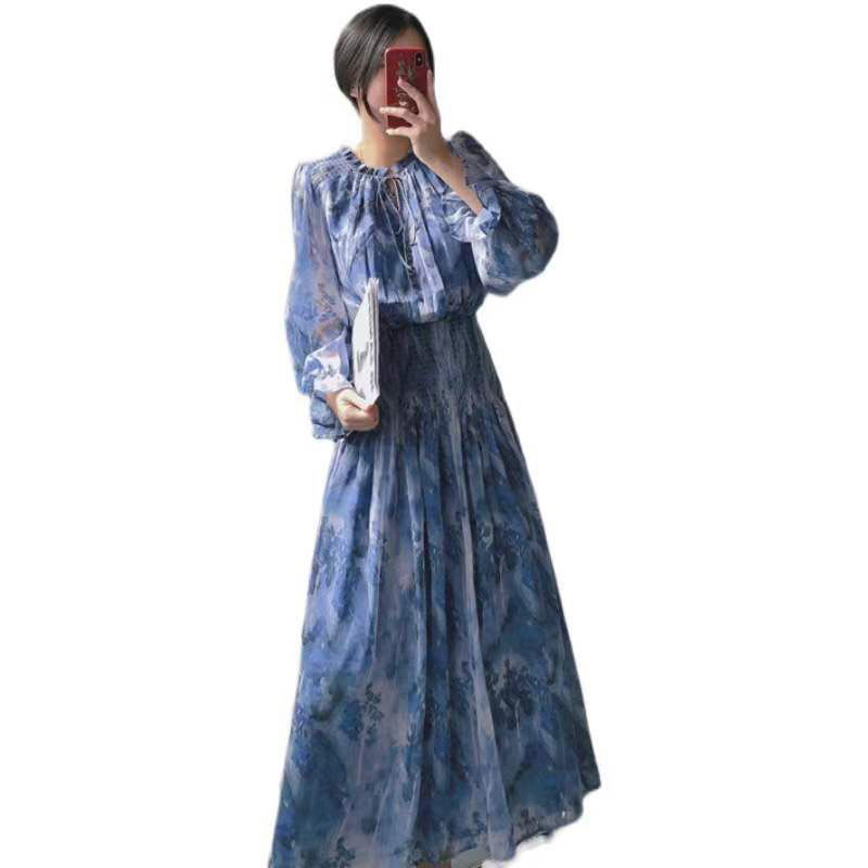 Lonh Skirt Royal Lady Floral Dress Female Eary Spring M477