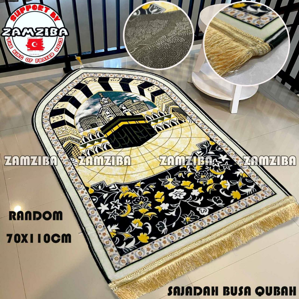 Sajadah Turki Qubah Quilting Anti Slip Ukuran Dewasa Bahan Super Halus