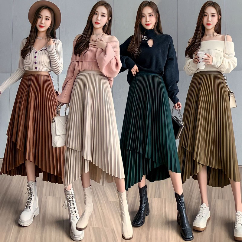 Maxi skirt woman rok wanita spring Jisoo autumn plisket import panjang korean bkk style