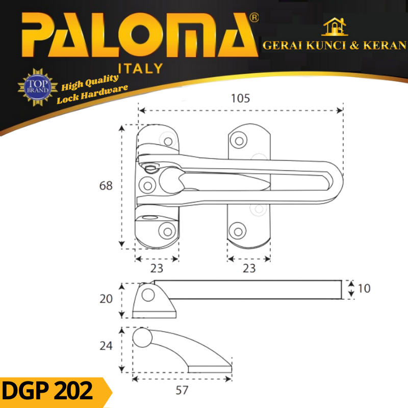 PENAHAN PENGAMAN PINTU DOOR GUARD PALOMA DGP 202 STAINLESS STEEL SUS 304