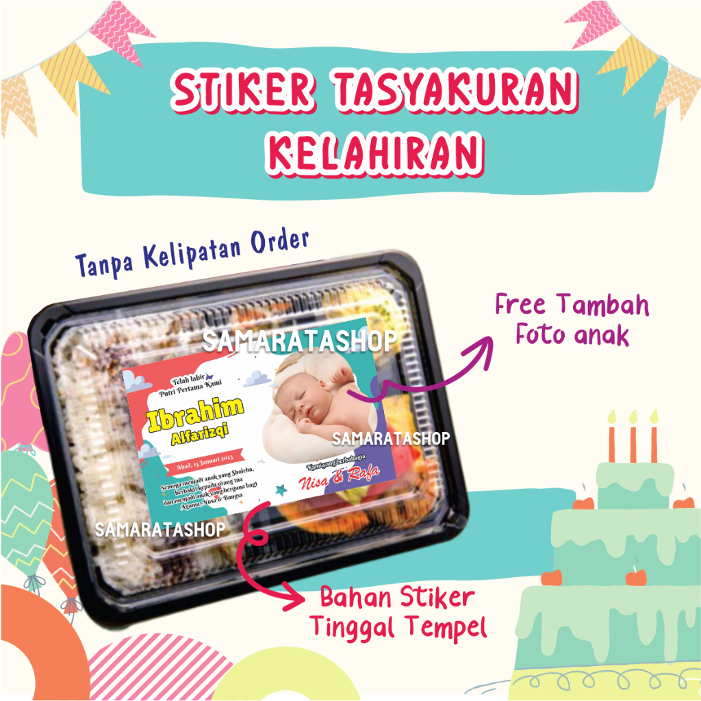 

Stiker Tasyakuran Kelahiran Bayi, Stiker Nasi Bento kelahiran anak