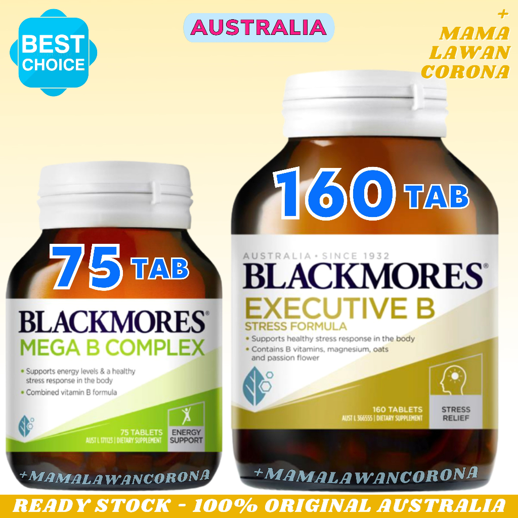 BLACKMORES Mega B Complex 75 Tablet AUSTRALIA Vitamin Vit B / Executive B Stress Formula 160 Tablets AUSTRALIA Multi B Performance