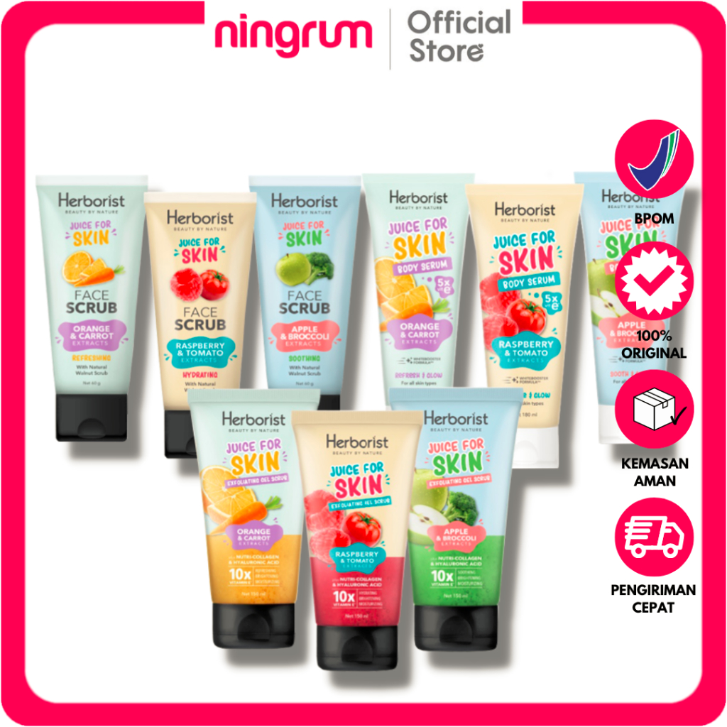 Ningrum Herborist Juice For Skin Series | Body Serum | Eksfloating Scrub | Face Scrub Herborist BPOM ORIGINAL - 5601