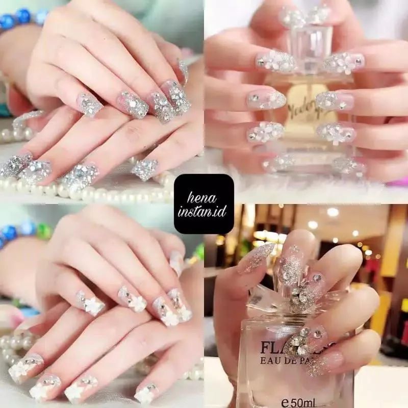 kuku wedding fake nails KUKU PERNIKAHAN kuku putih kuku merah