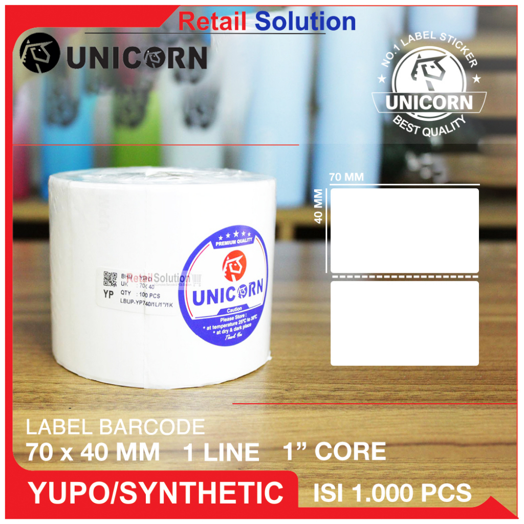 Stiker Barcode Label YUPO - 70x40 mm / 70x40mm / 70 x 40 mm / 7x4 cm