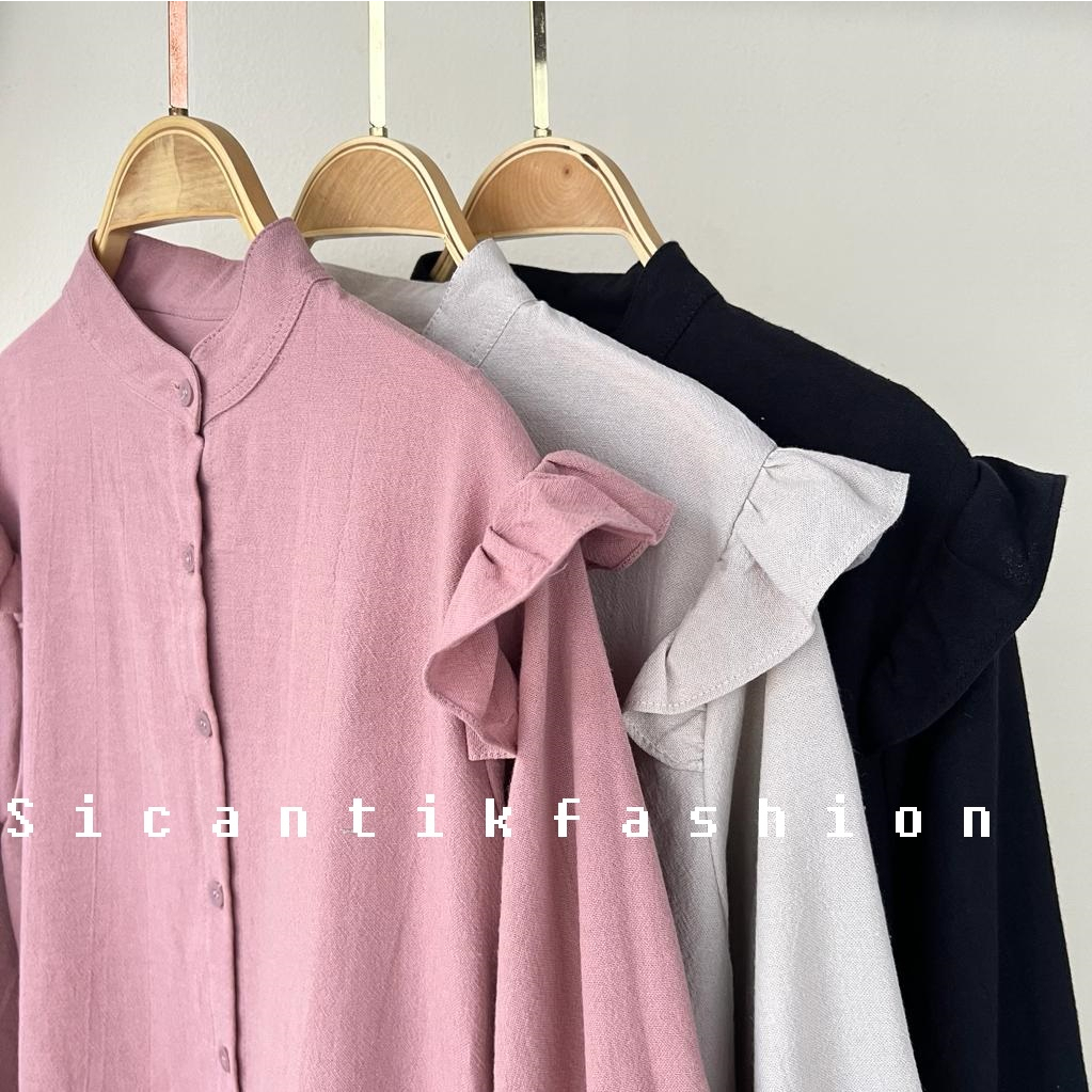 Blouse Wanita Linen Premium / Kemeja Polos Linen Lengan Panjang