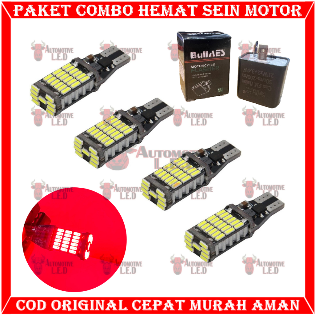 ORIGINAL COMBO PAKET HEMAT LAMPU SEIN MOTOR T15 45 LED FREE FLASHER SEIN | LAMPU SENJA MOTOR LAMPU SEN MOTOR