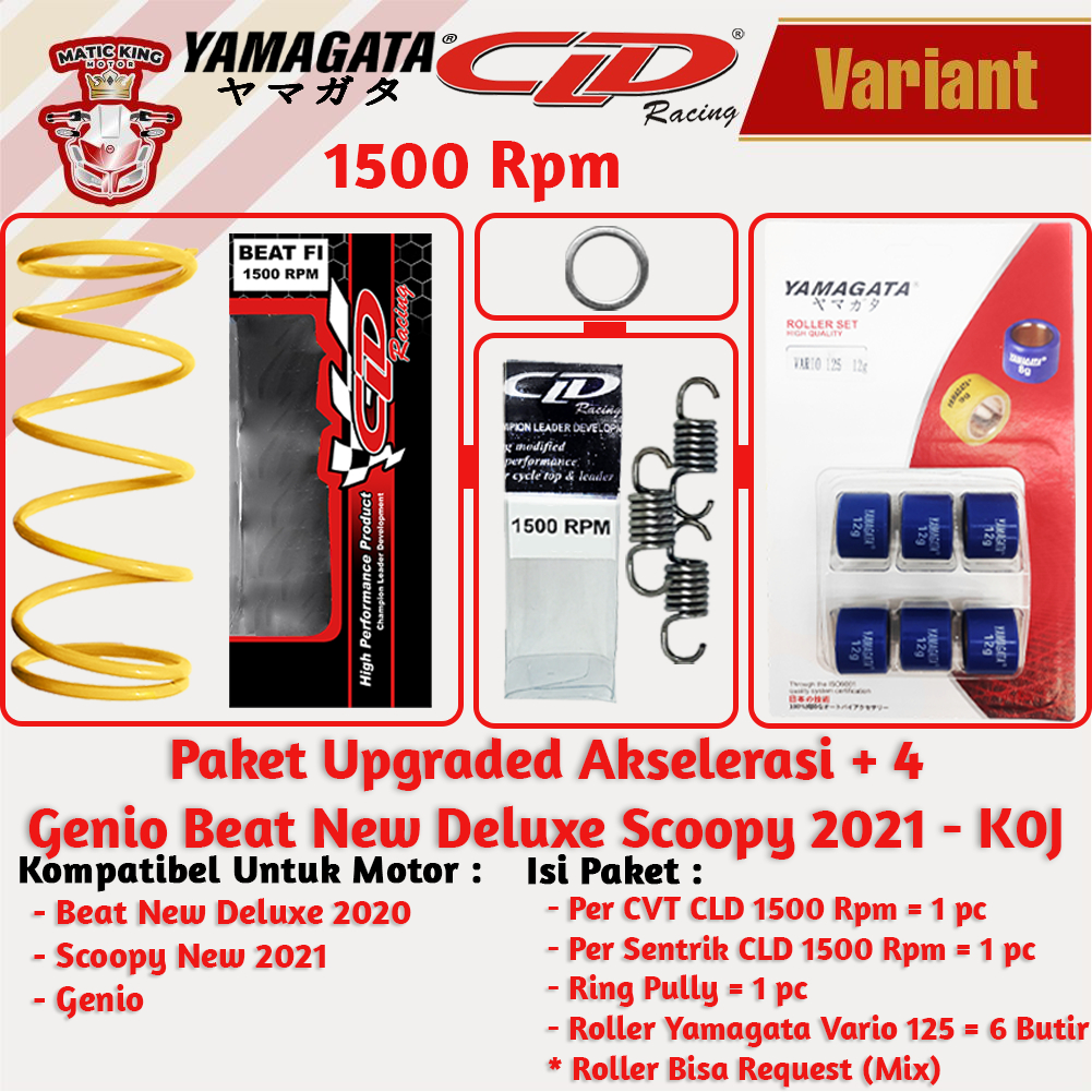 Paket Upgrade Per CVT + Sentrik + Roller Honda Scoopy Beat Genio Deluxe Vario Spacy Karbu Fi ESP 110 YAMAGATA CLD 1000/1500 RPM