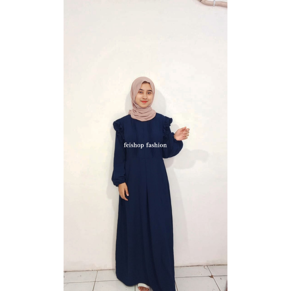 Sandira Gamis | Gamis Muslim Kancing Busui | Maxy Dress | Gamis Rampel Crinkle Airflow