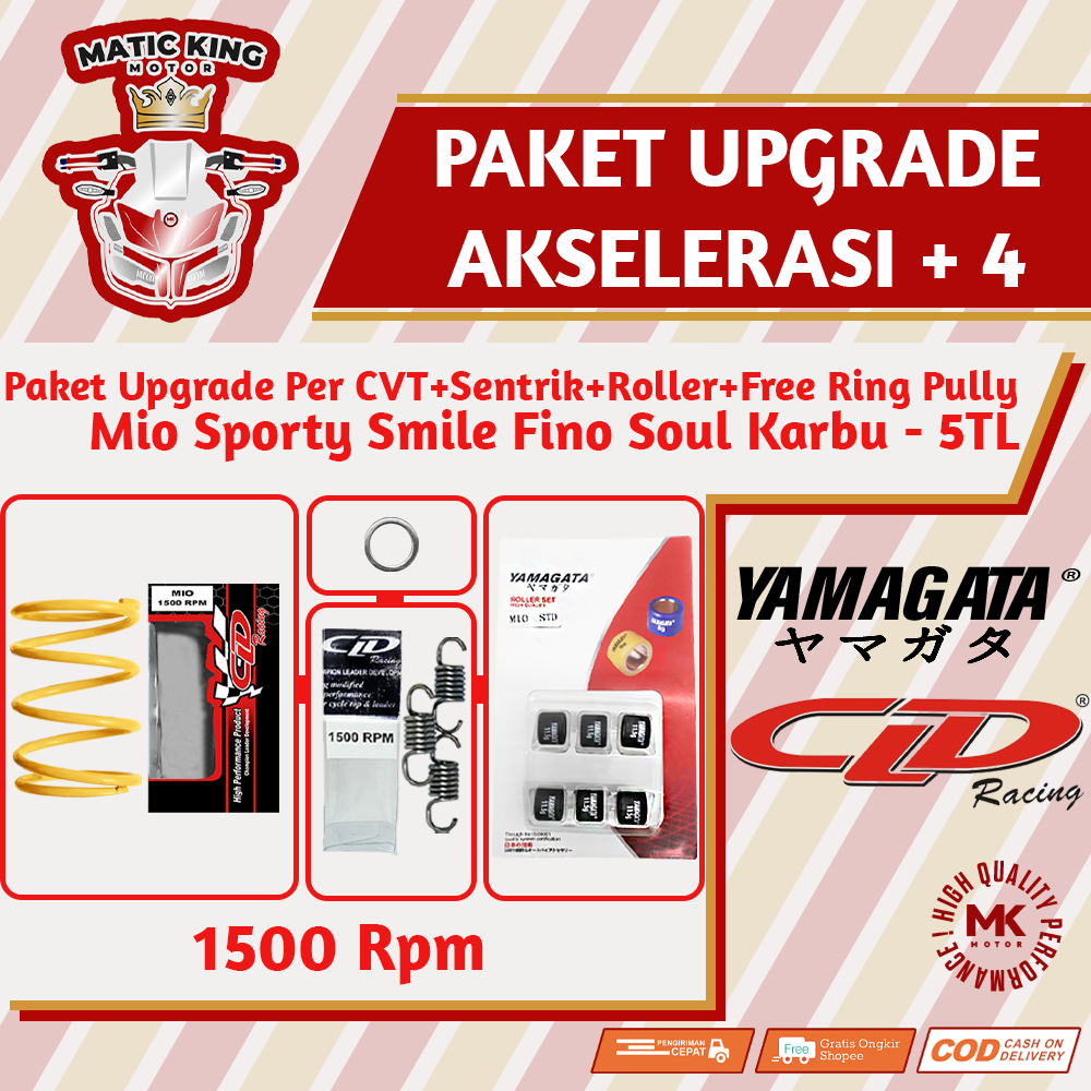 Paket Upgrade Per CVT + Sentrik + Roller Yamaha Mio Nmax Aerox Soul GT Fazzio Lexi X Ride Fino Freego CLD YAMAGATA 1000/1500 RPM