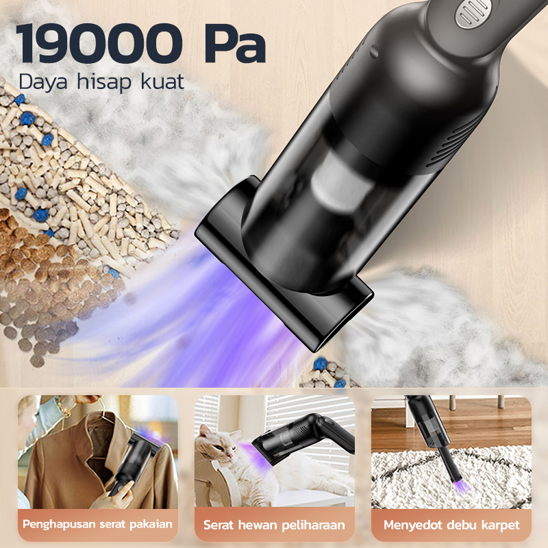 AmazeFan 19000Pa UV pembersih bulu kucing Portable vacuum cleaner Anti Dust Mite mobil kasur anti tungau  penyedot Cordless Handheld cleaner vakum cleaner Wet And Dry penghisap bu kasur baju anti jamur dan kutu lint remover