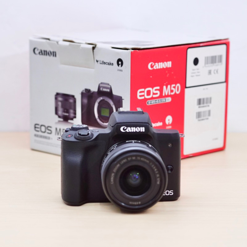 Kamera Canon EOS M50 + Lensa Kit 15-45mm STM Bekas / Second warna Hitam Black bukan M10 M5 M6 M3 M10