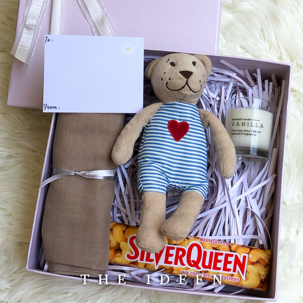 THE IDEEN - 006-02 | HAMPERS CEWEK BIRU ABU-ABU HIJAB SEGIEMPAT BABY BEAR DOLL FREE KARTU UCAPAN | GIFT SET HARD BOX PREMIUM | KADO HARI GURU WISUDA GRADUATION ANNIVERSARY PERNIKAHAN ULANG TAHUN | BINGKISAN PARSEL SOUVENIR HADIAH WEDDING LEBARAN IDUL ADHA