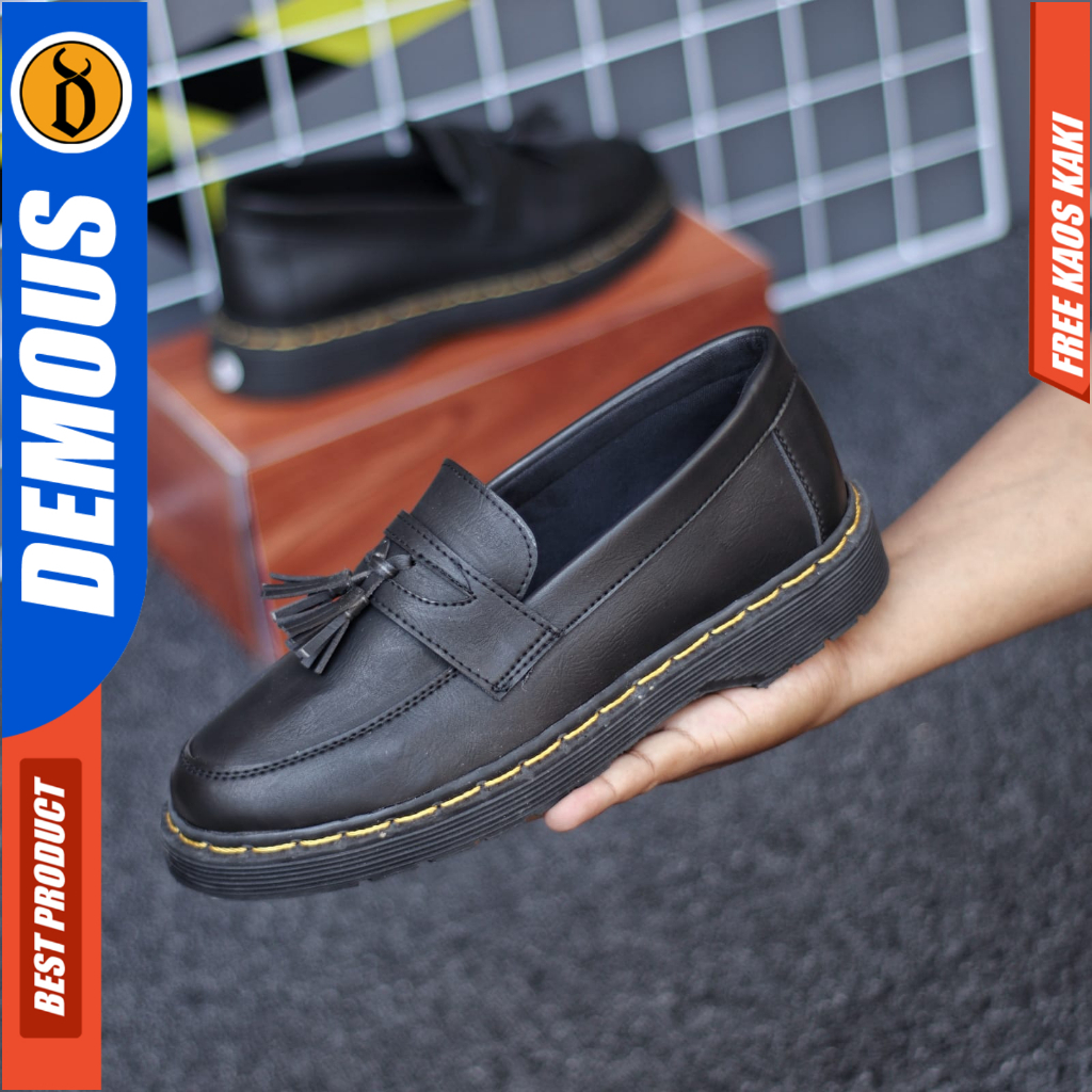 Sepatu Loafers Docmart Formal Pantofel Kerja Pria Hitam