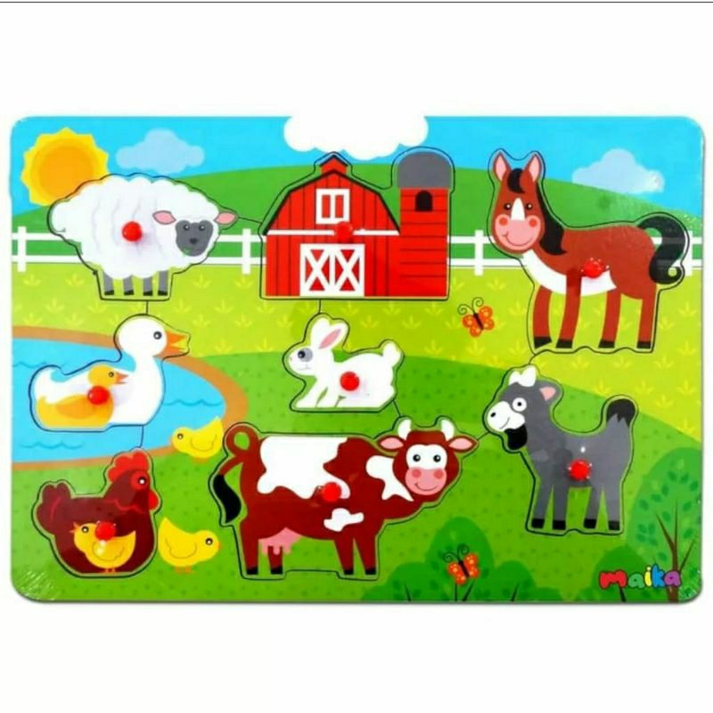 PUZZLE KAYU KNOB ANIMAL KAHW01&amp;PIZZLE KAYU KNOB ANGKA  KAA01