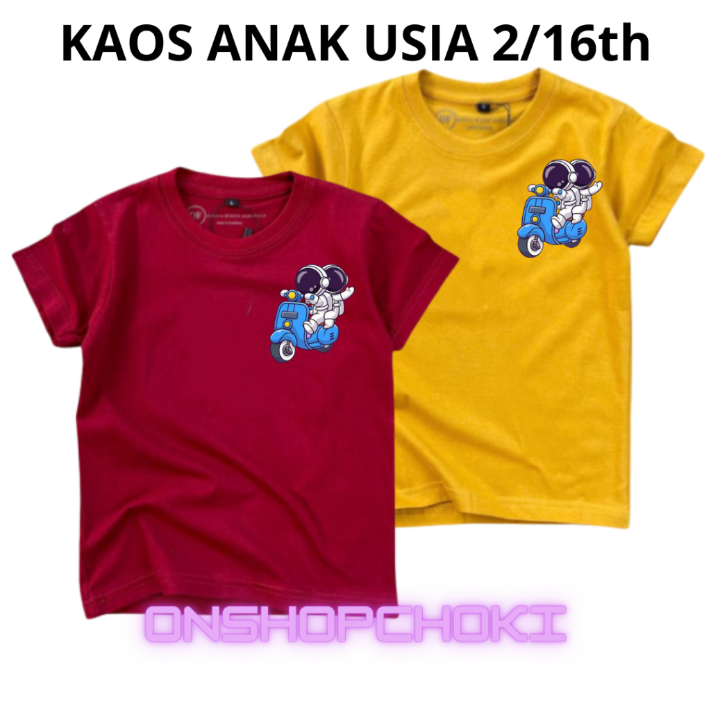 Kaos anak Laki Laki Unisex Gambar Astronot usia 2-16 th Kaos Oblong anak pakaian anak-anak