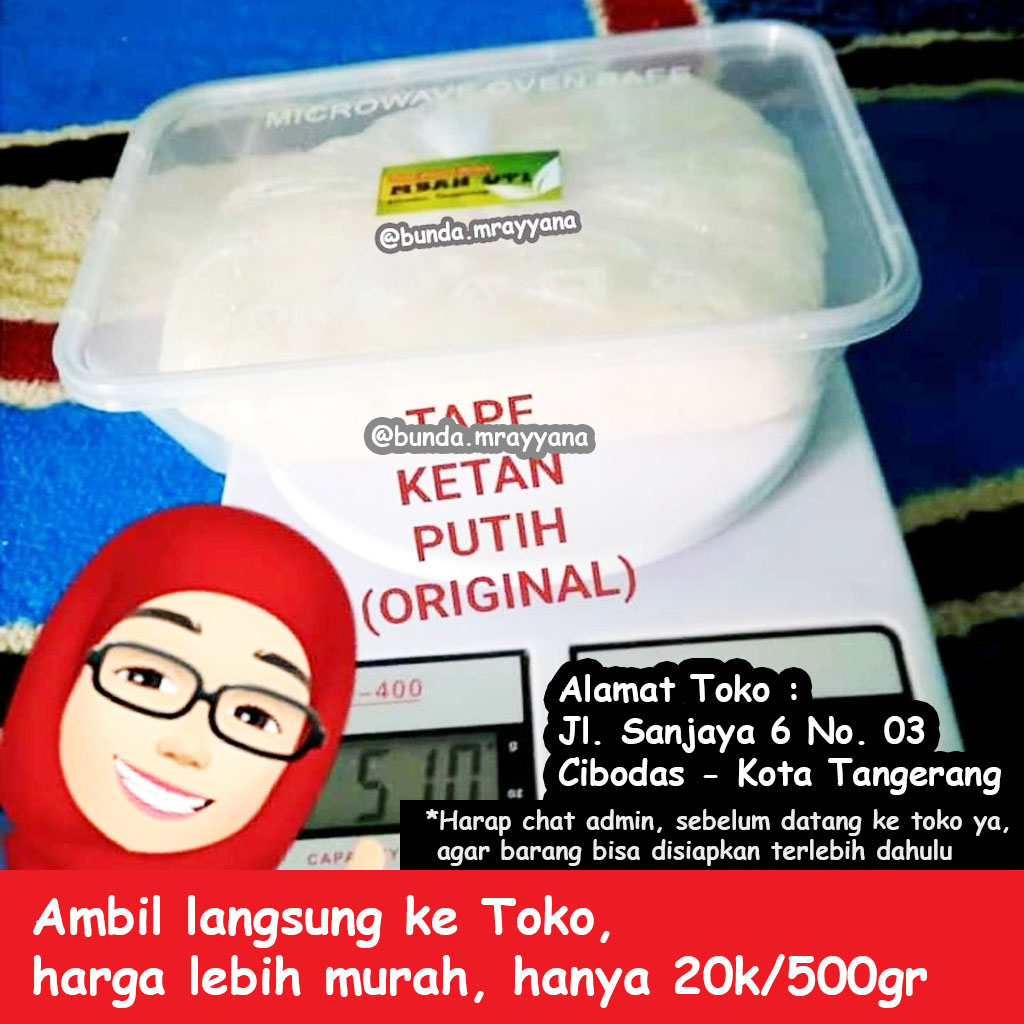 

TAPE KETAN PUTIH MBAH UTI 1 kg dan 500gr (Asyem Manis Syegerr, Dingin Lebih Nikmat)